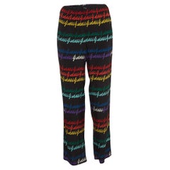 Used Gucci Multicolor Signature Printed Silk Trousers M