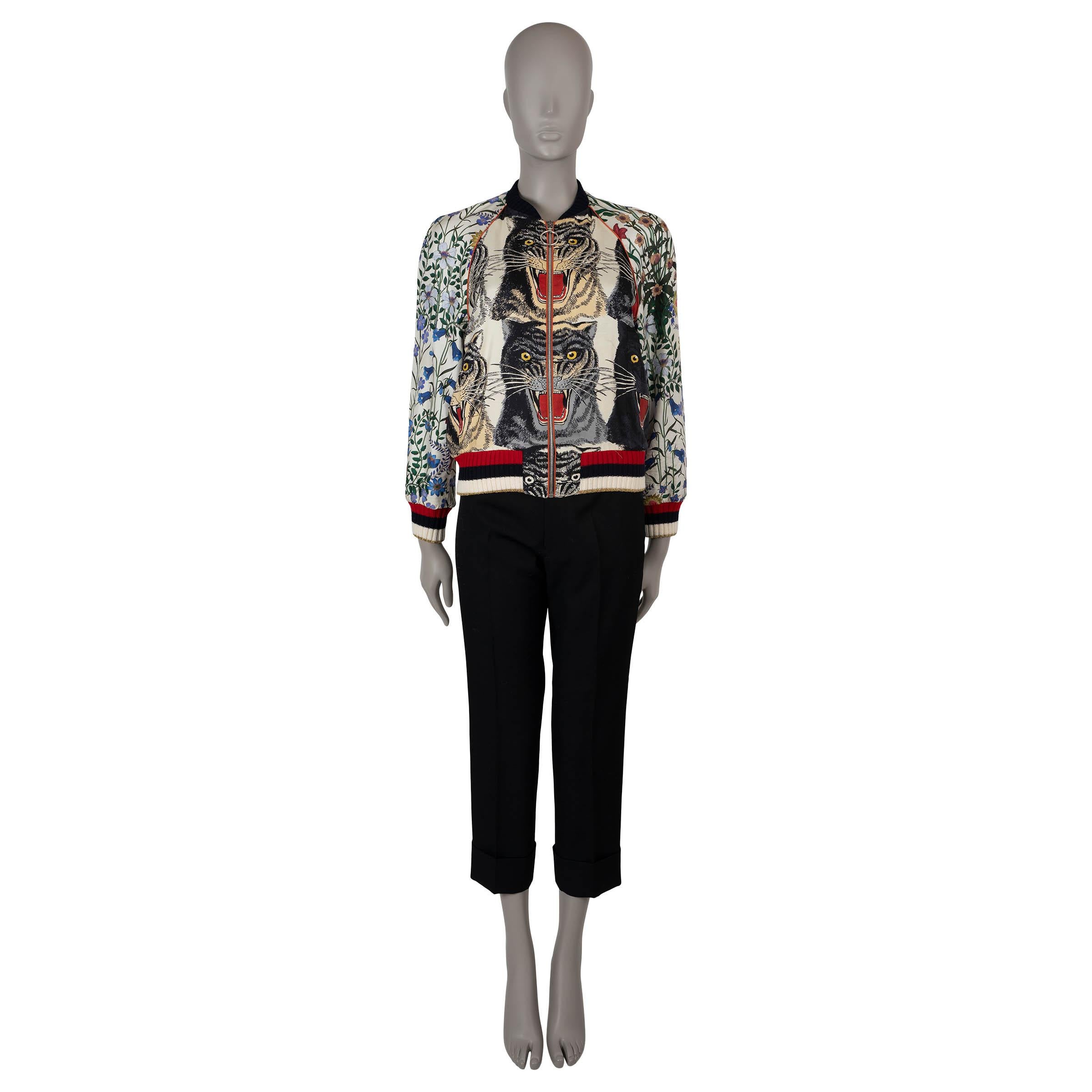 Gucci in seta multicolore 2017 HOLLYWOOD FLORA CAT BOMBER Giacca 40 S In condizioni ottime in vendita a Zürich, CH