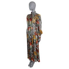 GUCCI multicolor silk 2019 FELINE GARDEN MAXI Dress 42 M
