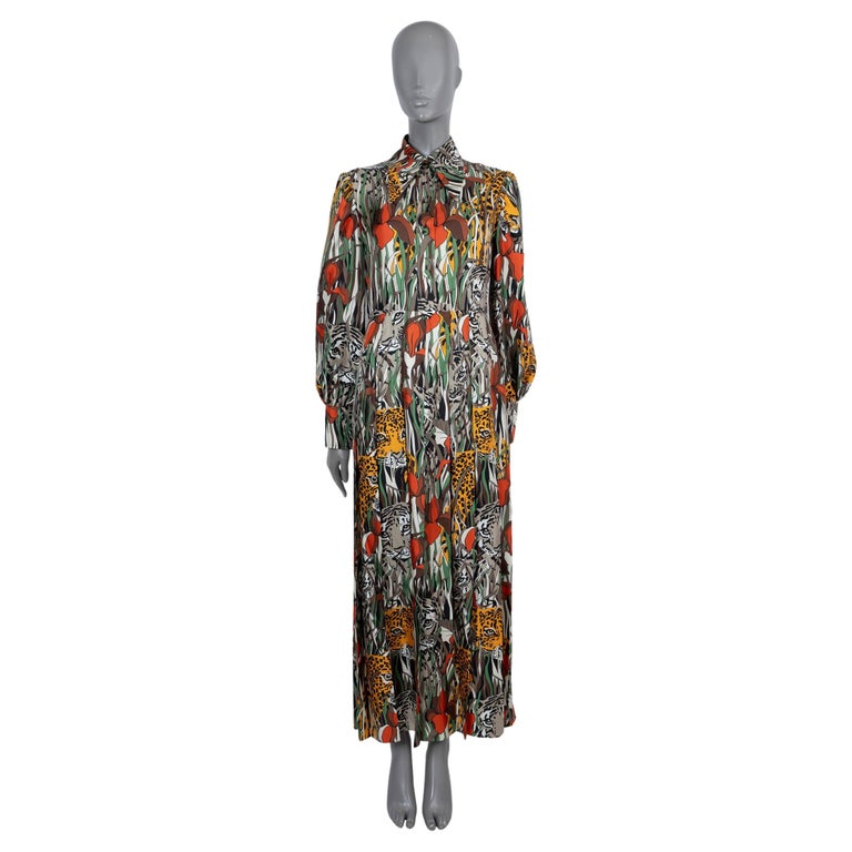 green emerald velvet dress Gucci Poppy Field Fil Coupé Silk Cape Dress main image 0