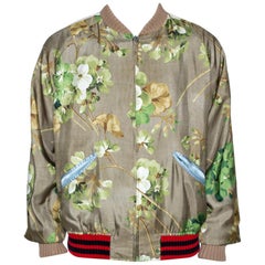 Gucci Multicolor Silk Blooms Print Reversible Bomber Jacket XXXL