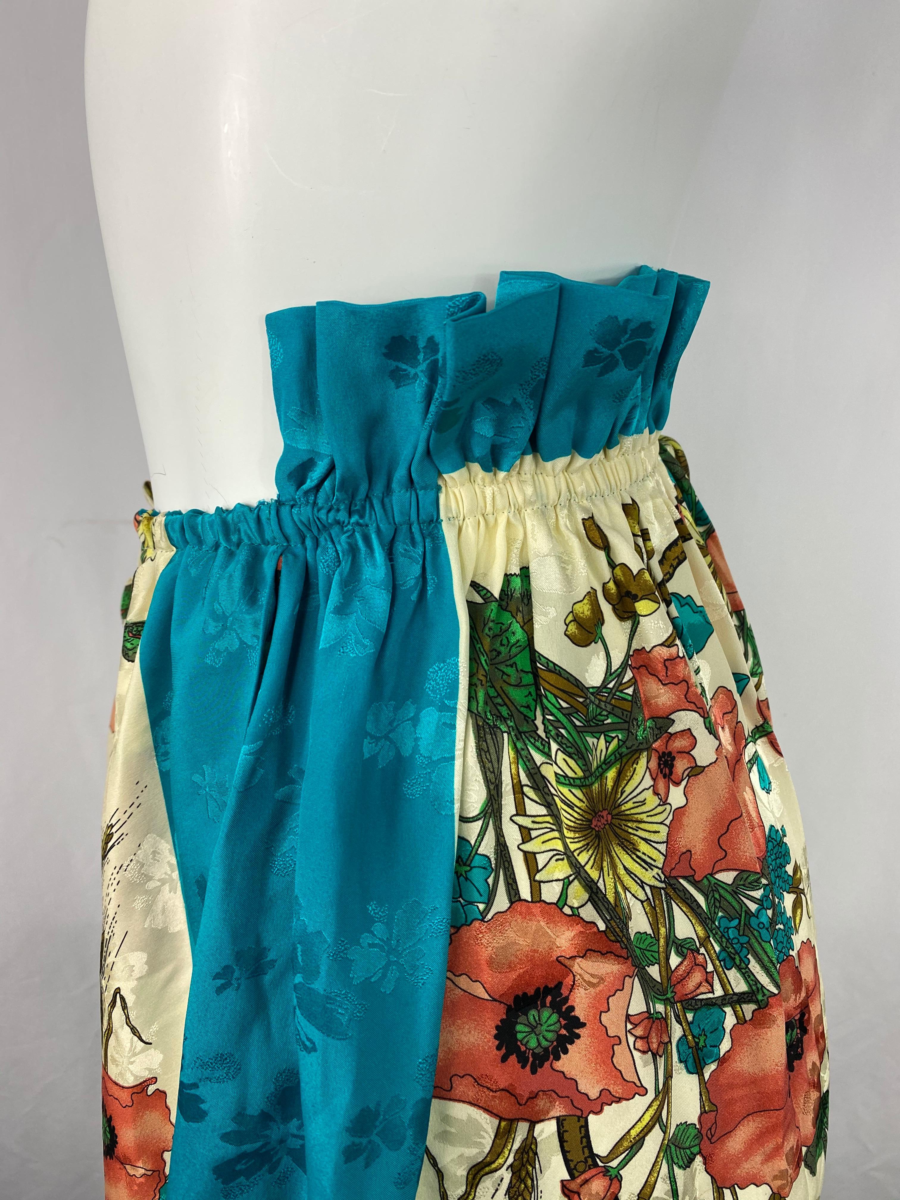 Women's Gucci Multicolor Silk Floral Maxi Skirt Size 40 For Sale