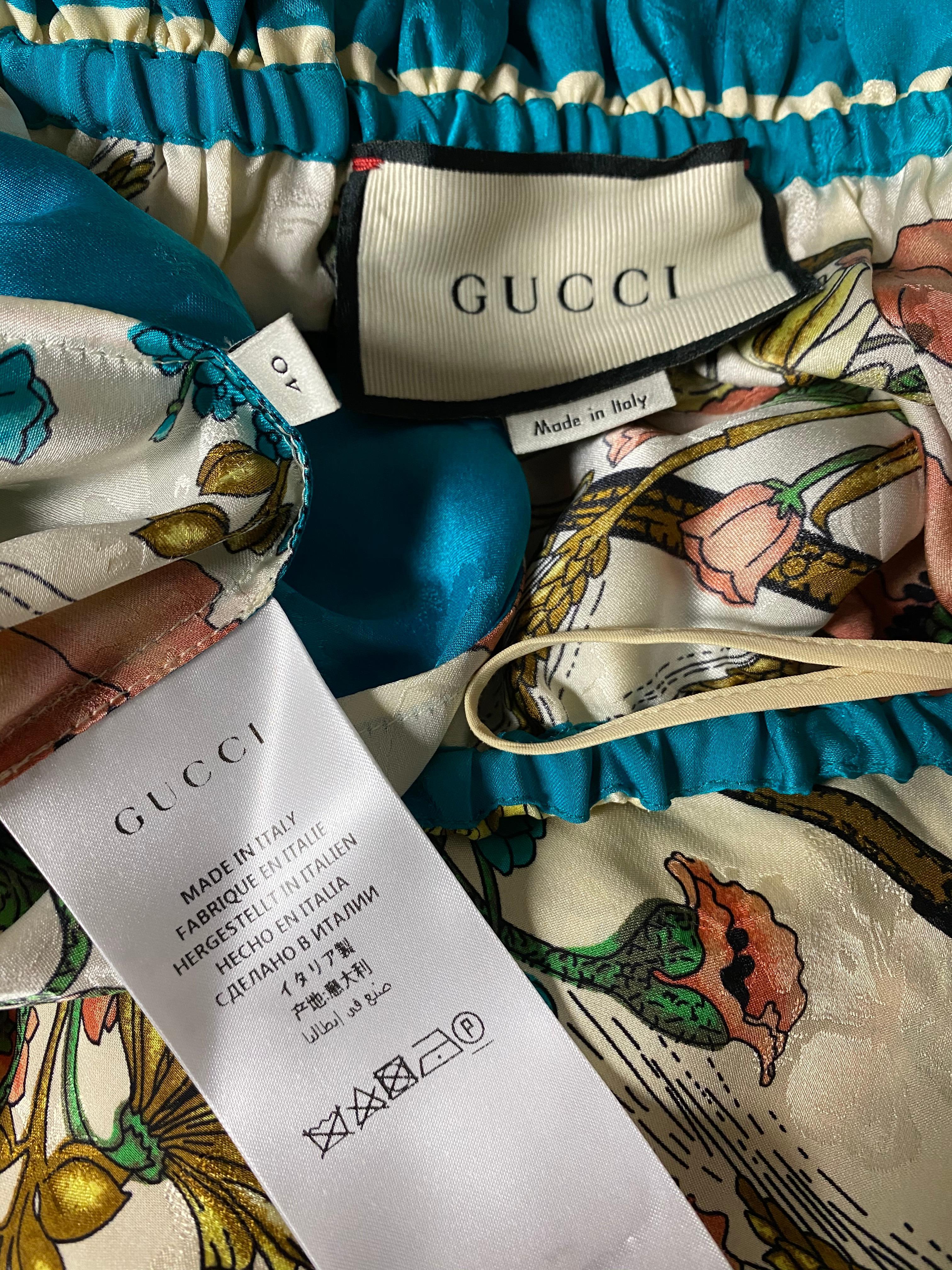 Gucci, jupe longue à fleurs en soie multicolore, taille 40   en vente 4