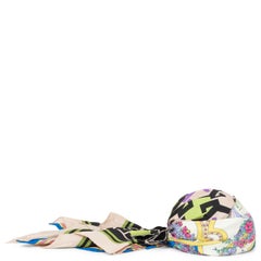 GUCCI Mehrfarbiger Seidenhut TWILL BELTS & SPRING BOUQUET mit Kopfband