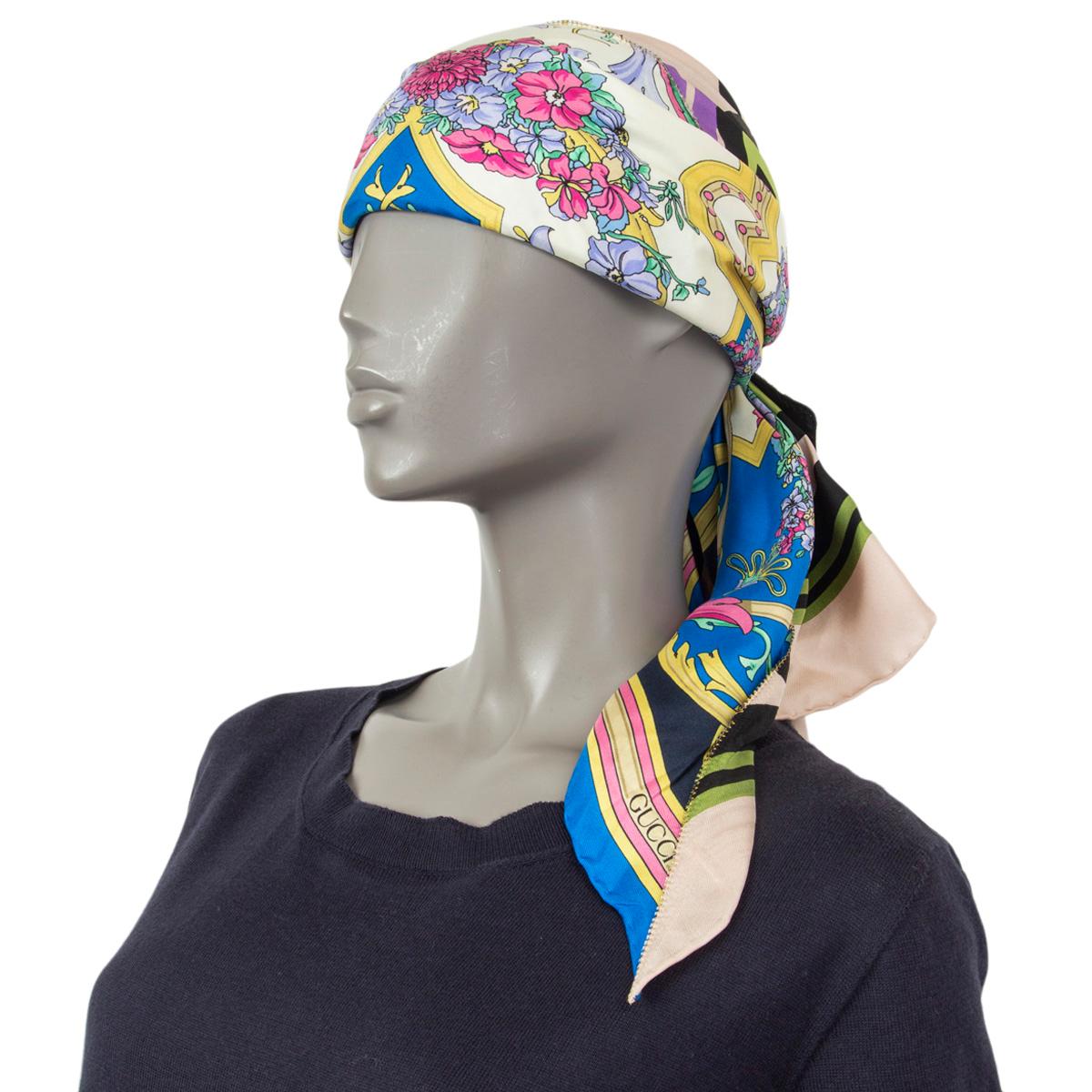 Women's GUCCI multicolor silk TWILL BELTS & SPRING BOUQUET Headband Hat For Sale