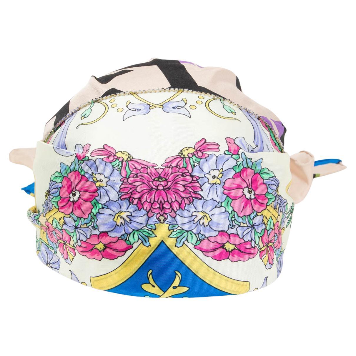 GUCCI multicolor silk TWILL BELTS & SPRING BOUQUET Headband Hat For Sale
