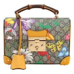 Gucci Multicolor Small GG Flora Bamboo Padlock Tasche
