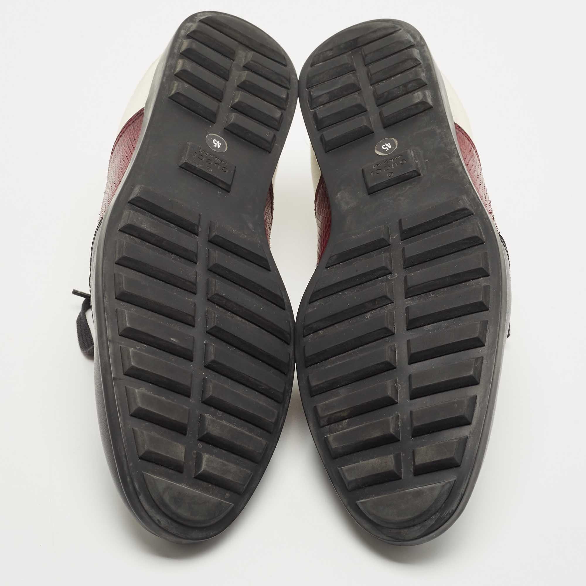 Gucci Multicolor Schlangenhaut und Canvas Oxford Sneakers Größe 45 im Angebot 2