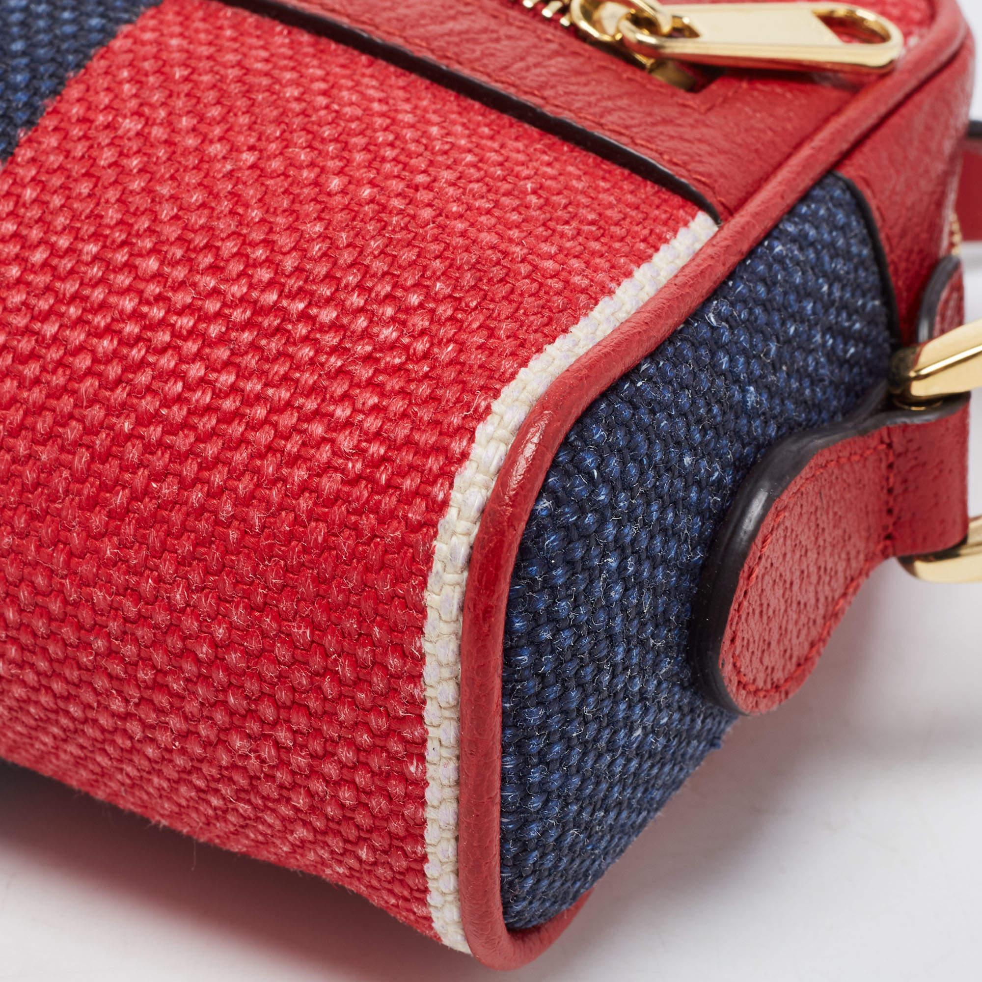 Gucci Multicolor Stripe Canvas and Leather Mini Sylvie Ophidia Crossbody Bag 8