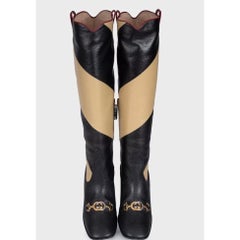 Gucci Multicolor Striped Knee-High Wedge Boots EU 38, Good Condition