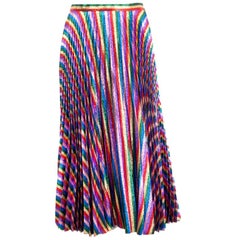 GUCCI multicolor striped LUREX PLEATED Midi Skirt S