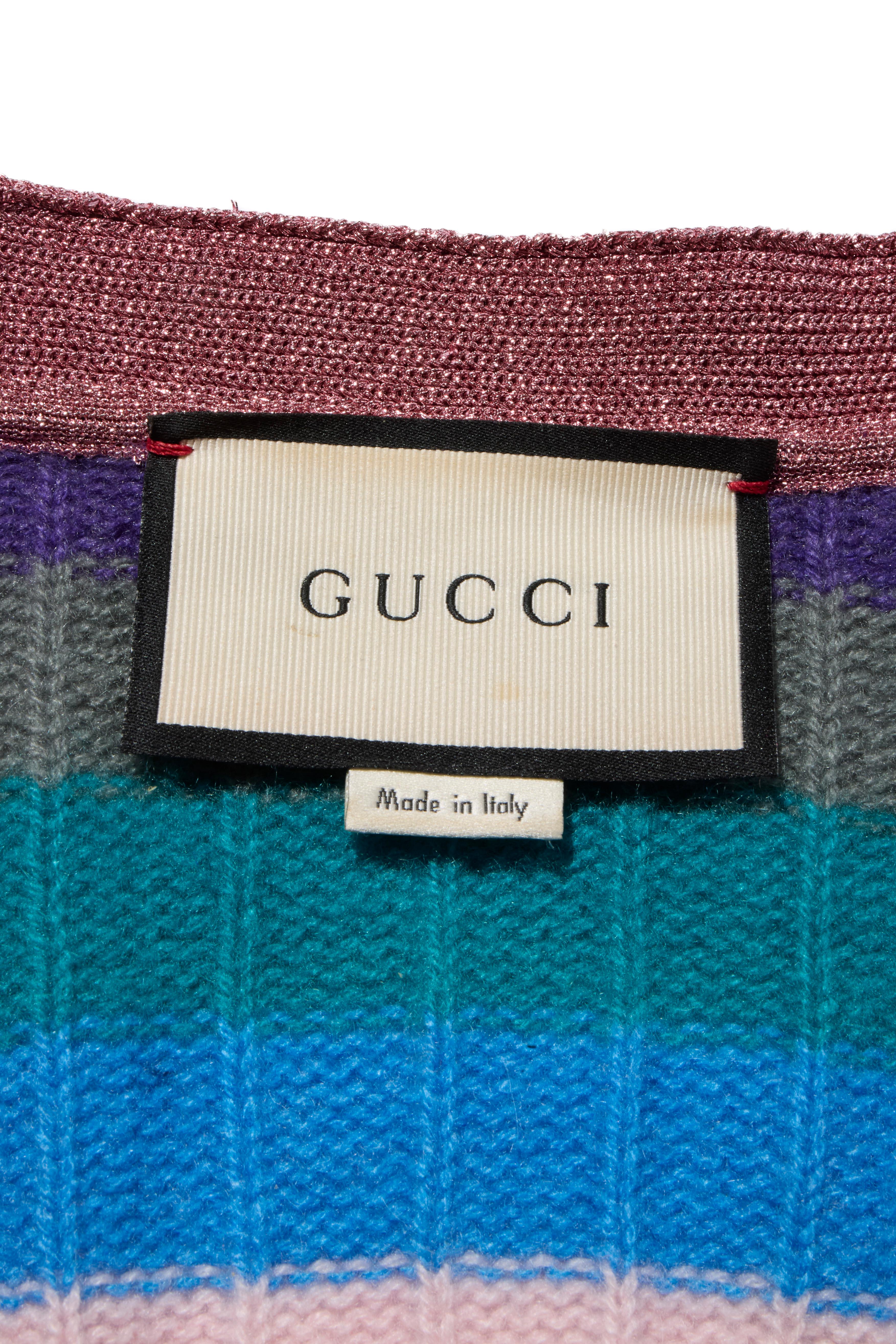Gucci Multicolor Striped Metallic-Trim Cardigan, Fall/Winter 2017, Size XS For Sale 5
