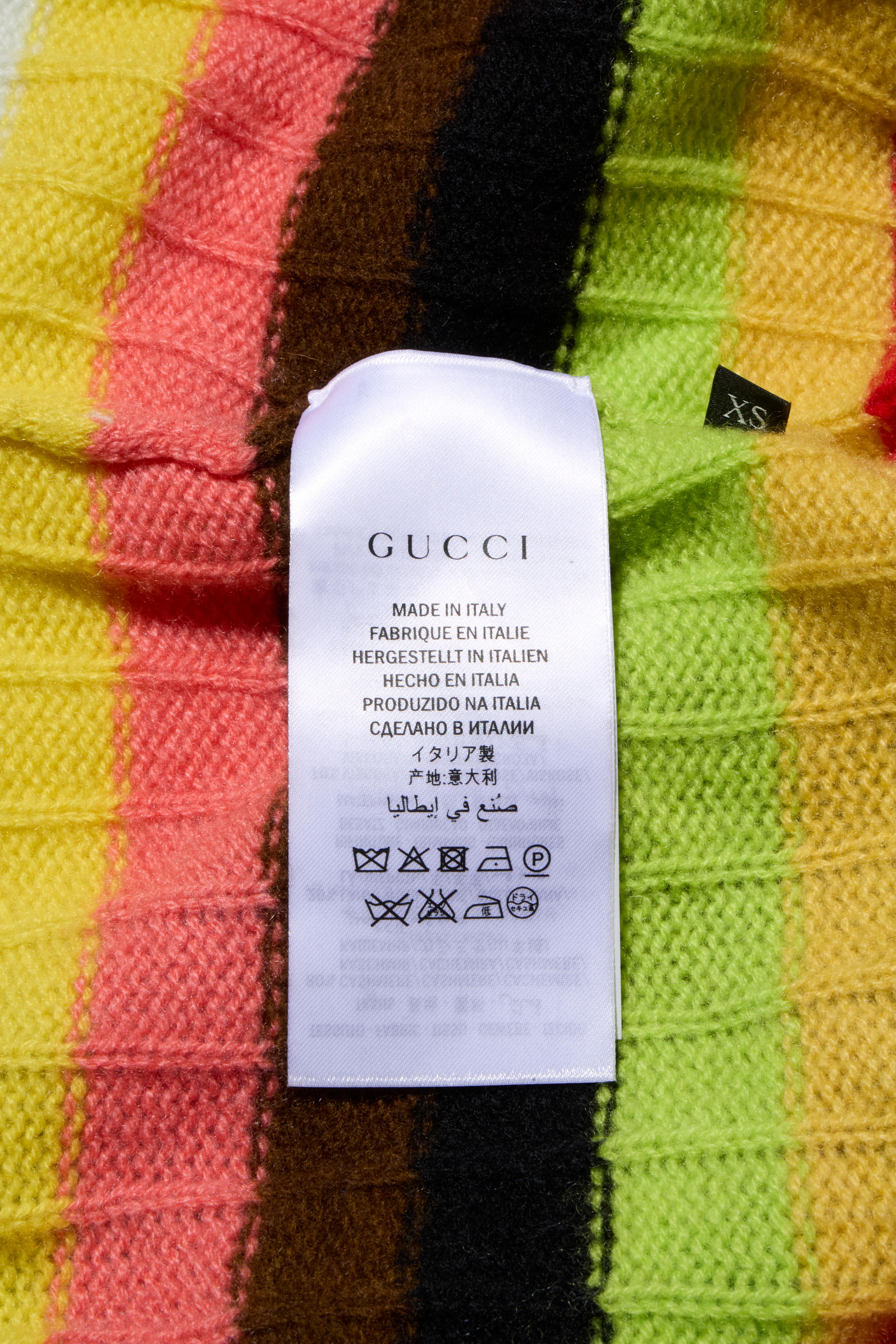 Gucci Multicolor Striped Metallic-Trim Cardigan, Fall/Winter 2017, Size XS For Sale 6