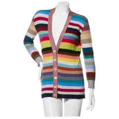 Cardigan à bordures métalliques rayé multicolore de Gucci, automne/hiver 2017, taille XS.