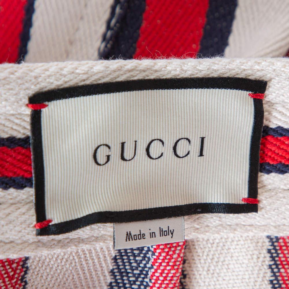 Women's Gucci Multicolor Striped Twill Button Front A-Line Skirt L