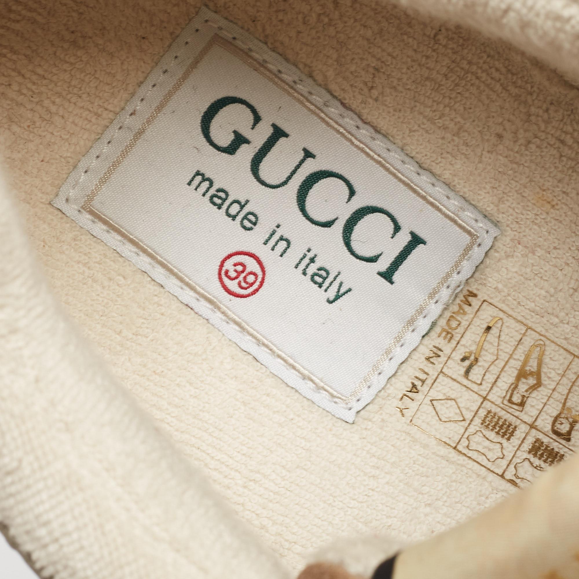 Gucci Multicolor Suede And Fabric Lace Up Sneakers Size 39 In Excellent Condition In Dubai, Al Qouz 2