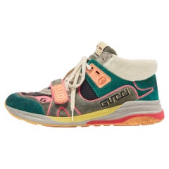 Gucci Multicolor Suede and Mesh Low Top Sneakers Size 44.5