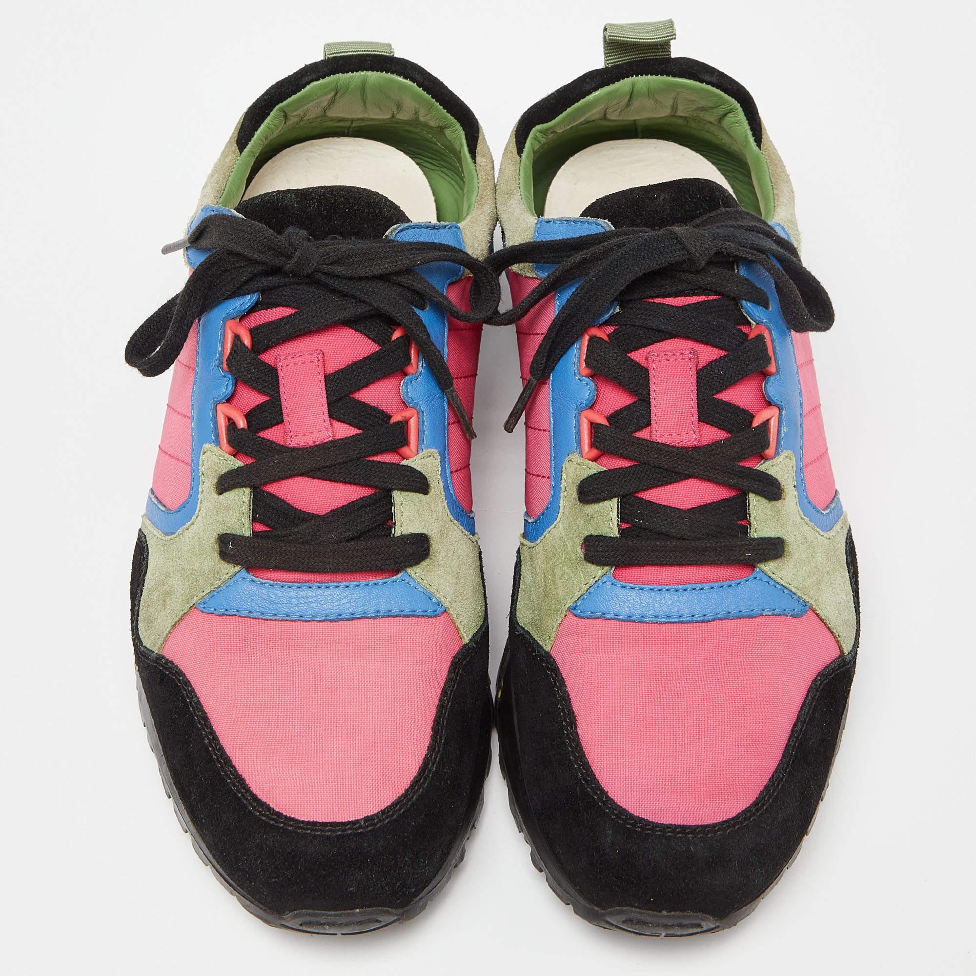 Black Gucci Multicolor Suede and Nylon Icaro Sneakers Size 40.5 For Sale