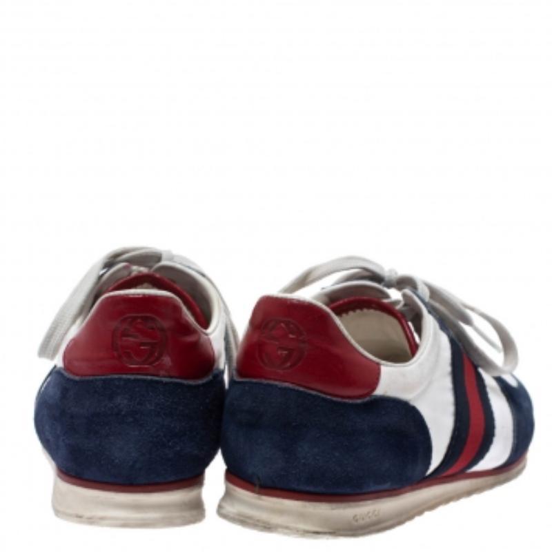 Noir Baskets basses Gucci en daim et nylon multicolore à lacets, taille 39 en vente