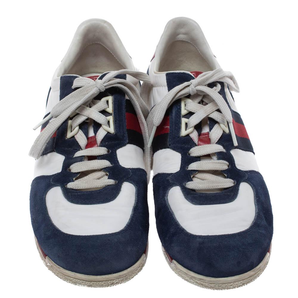 Gucci Mehrfarbige Turnschuhe aus Wildleder und Nylon mit Schnürung und Low Top Größe 39 (Schwarz)