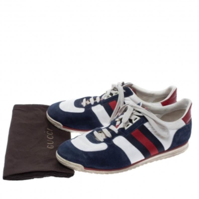 Baskets basses Gucci en daim et nylon multicolore à lacets, taille 39 en vente 3
