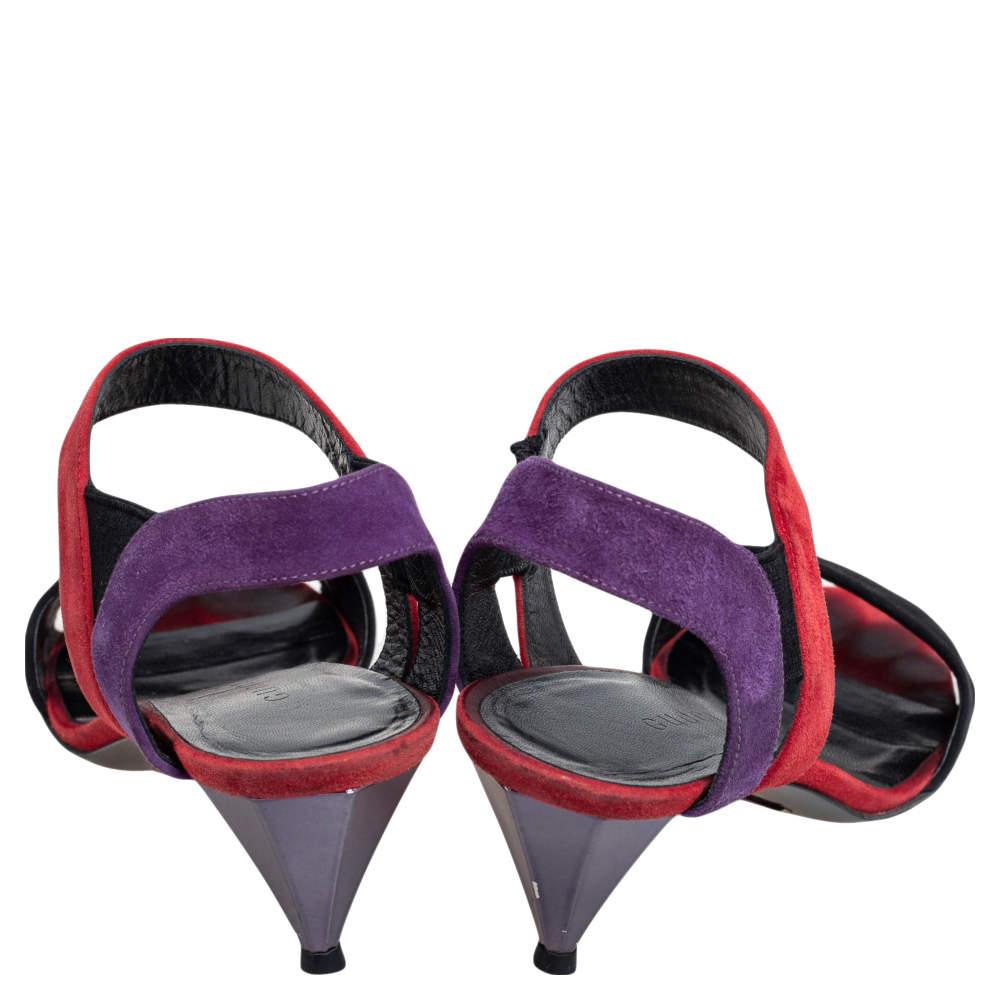  Gucci - Sandales Liberty à lanières à chevilles en daim multicolore, taille 35 Pour femmes 