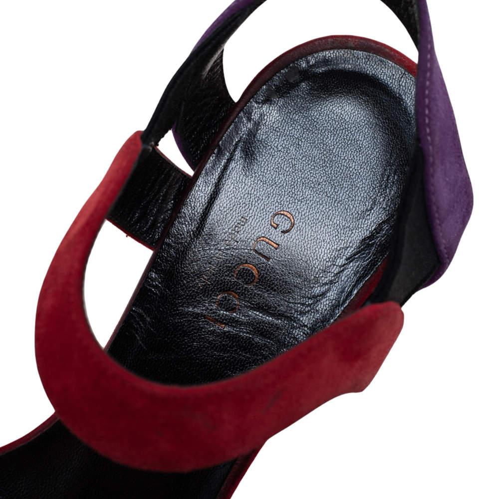 Gucci - Sandales Liberty à lanières à chevilles en daim multicolore, taille 35 2