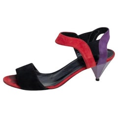 Gucci Multicolor Suede Liberty Ankle Strap Sandals Size 35