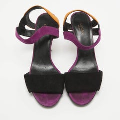 Gucci Multicolor Suede Liberty Ankle Strap Sandals Size 37