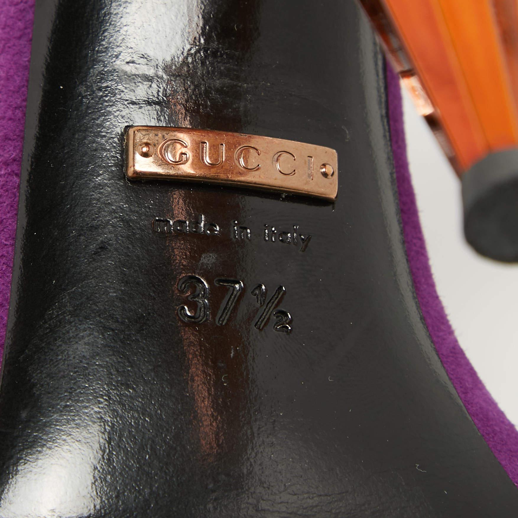 Gucci - Sandales à plateforme Liberty en daim multicolore, taille 37,5 en vente 2