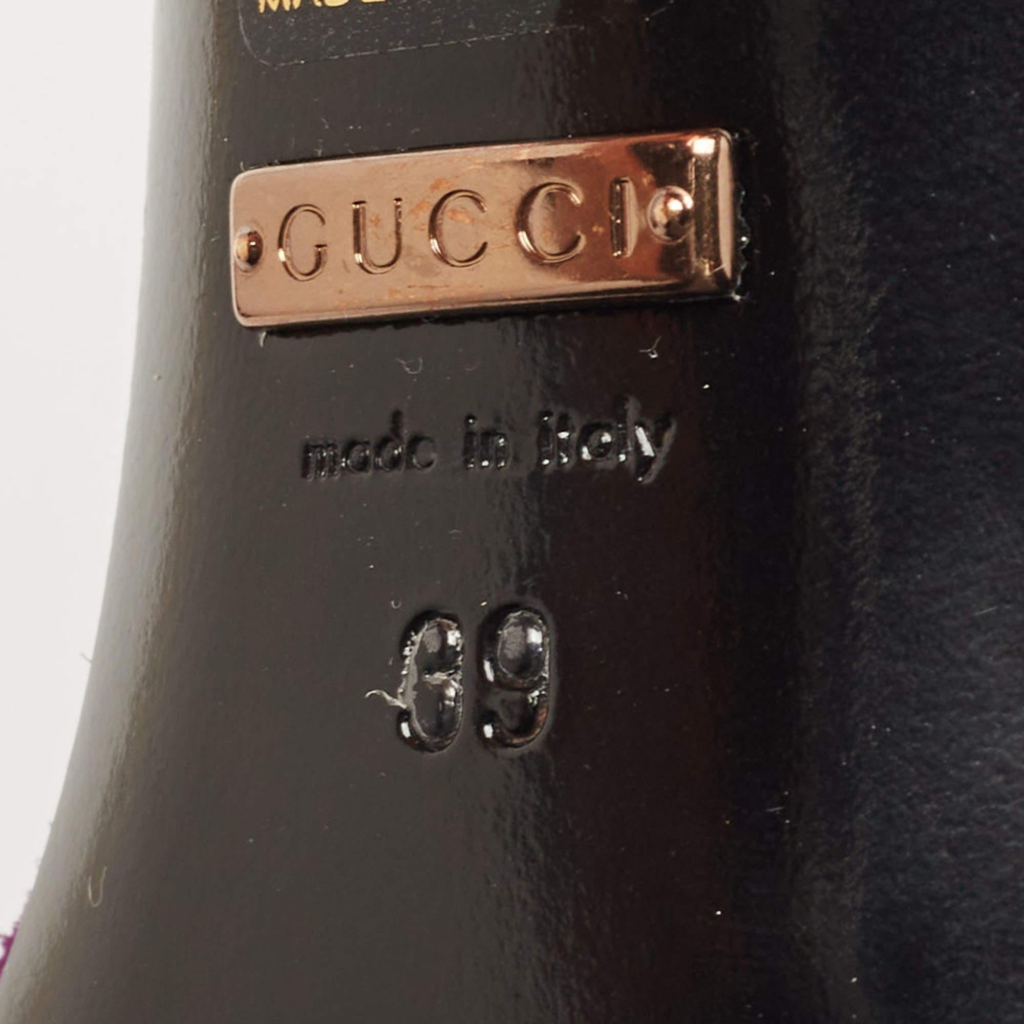 Gucci Multicolor Suede Mirrored Ankle Strap Pump Size 39 For Sale 3