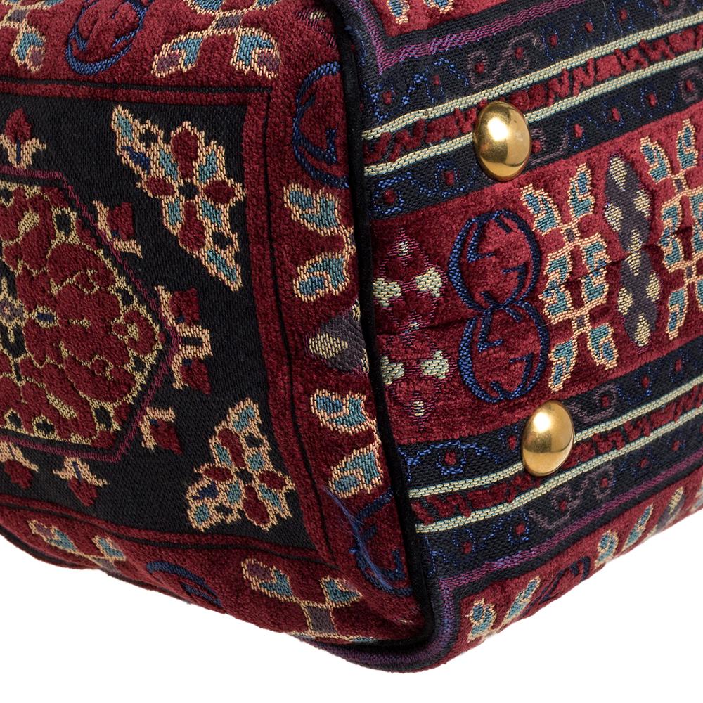 Gucci Multicolor Tapestry Fabric Large Babouska Boston Bag In Good Condition In Dubai, Al Qouz 2
