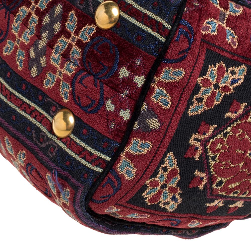 Women's Gucci Multicolor Tapestry Fabric Large Babouska Boston Bag