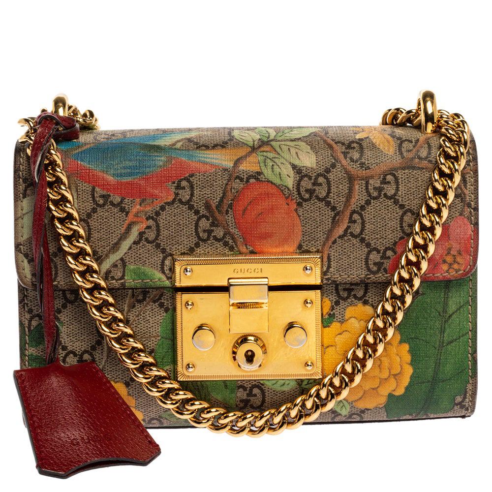 Multicolor GG Supreme Tian Canvas Padlock Top Handle Bag Small