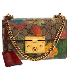 Gucci Multicolor Tian GG Supreme Canvas and Leather Small Padlock Shoulder Bag