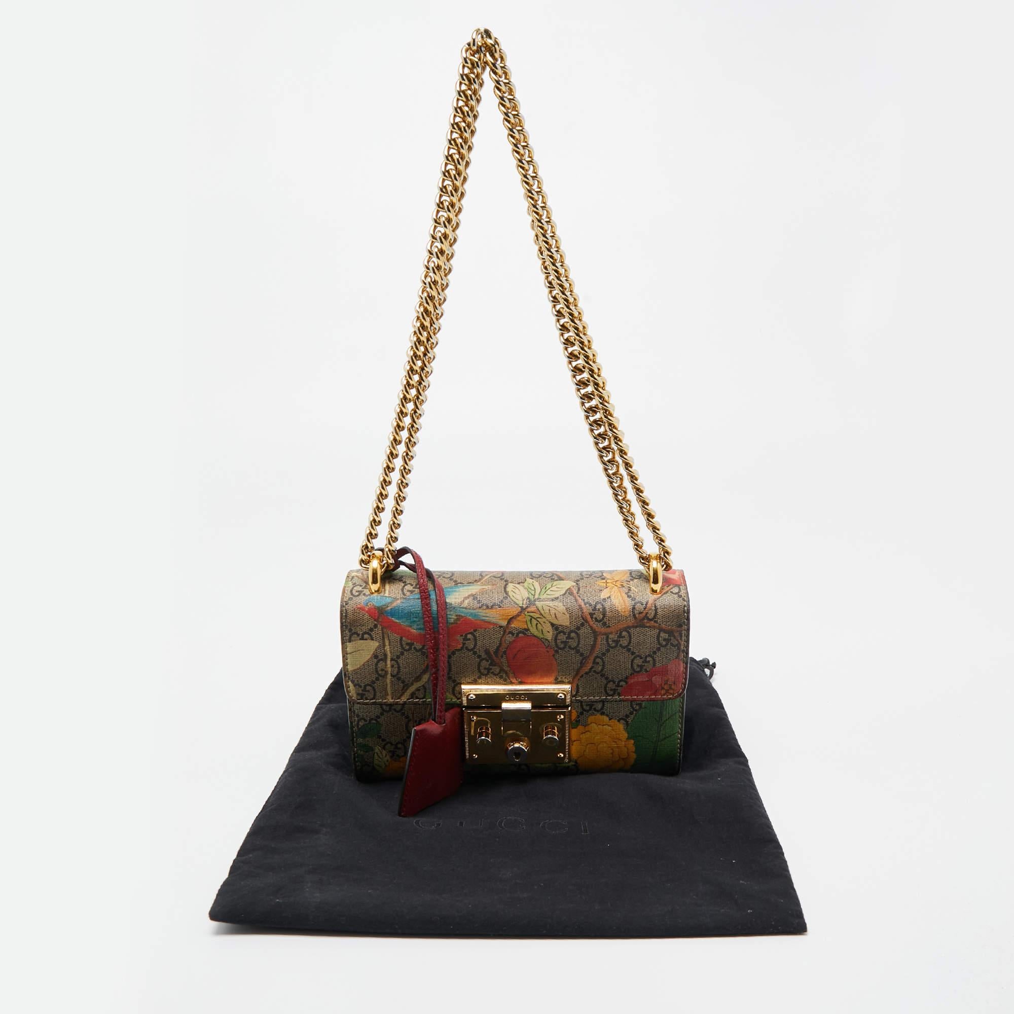 Gucci Multicolor Tian GG Supreme Canvas Small Padlock Shoulder Bag 11