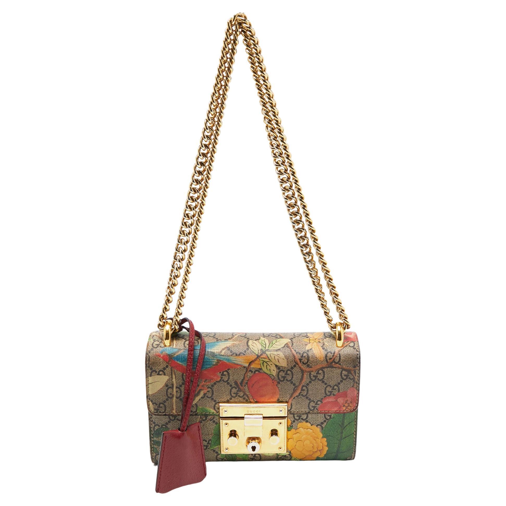 Gucci Multicolor Tian GG Supreme Canvas Small Padlock Shoulder Bag