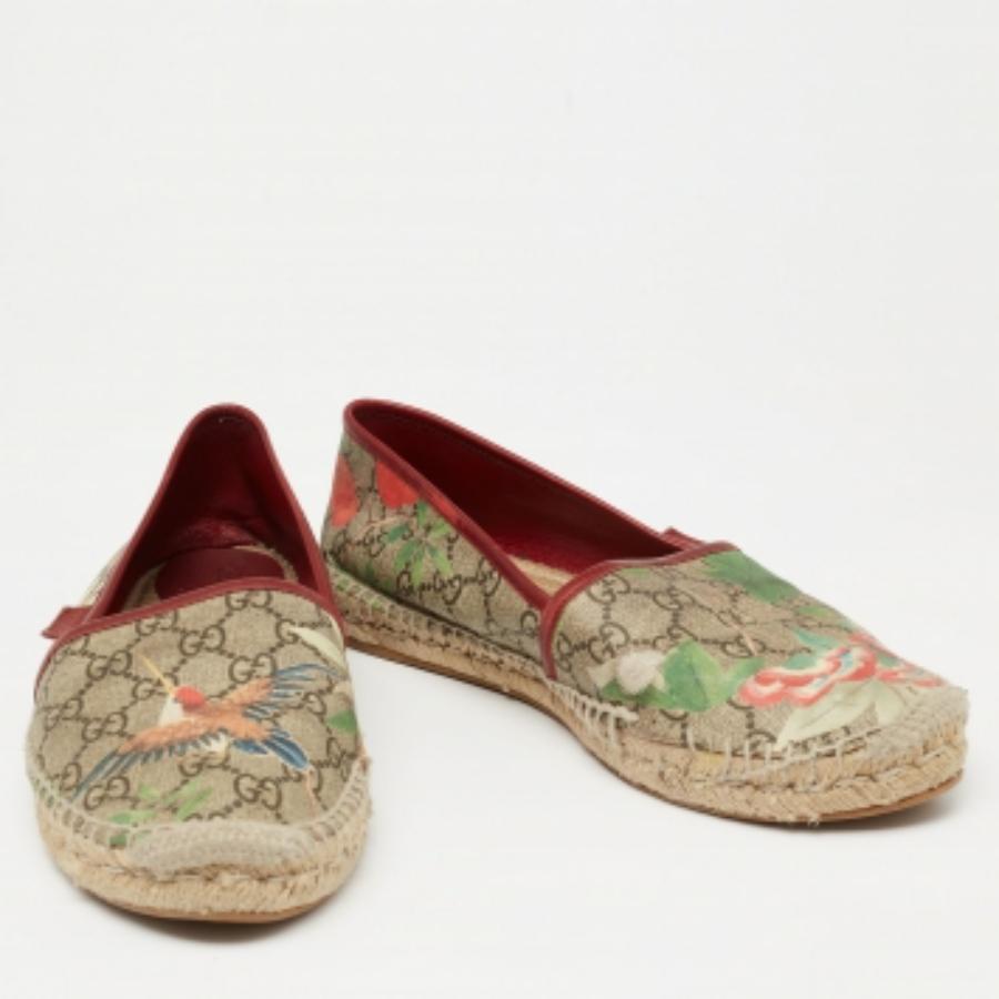 Alpargatas planas de lona Gucci Tian Print GG Supreme multicolor Talla 41.5 Marrón en venta