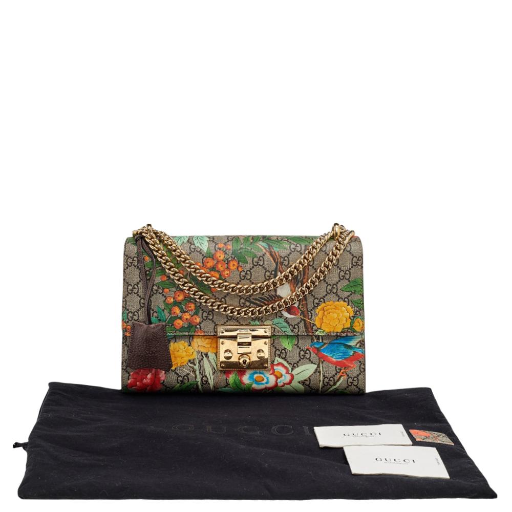Gucci Multicolor Tian Print GG Supreme Canvas Medium Padlock Shoulder Bag 6
