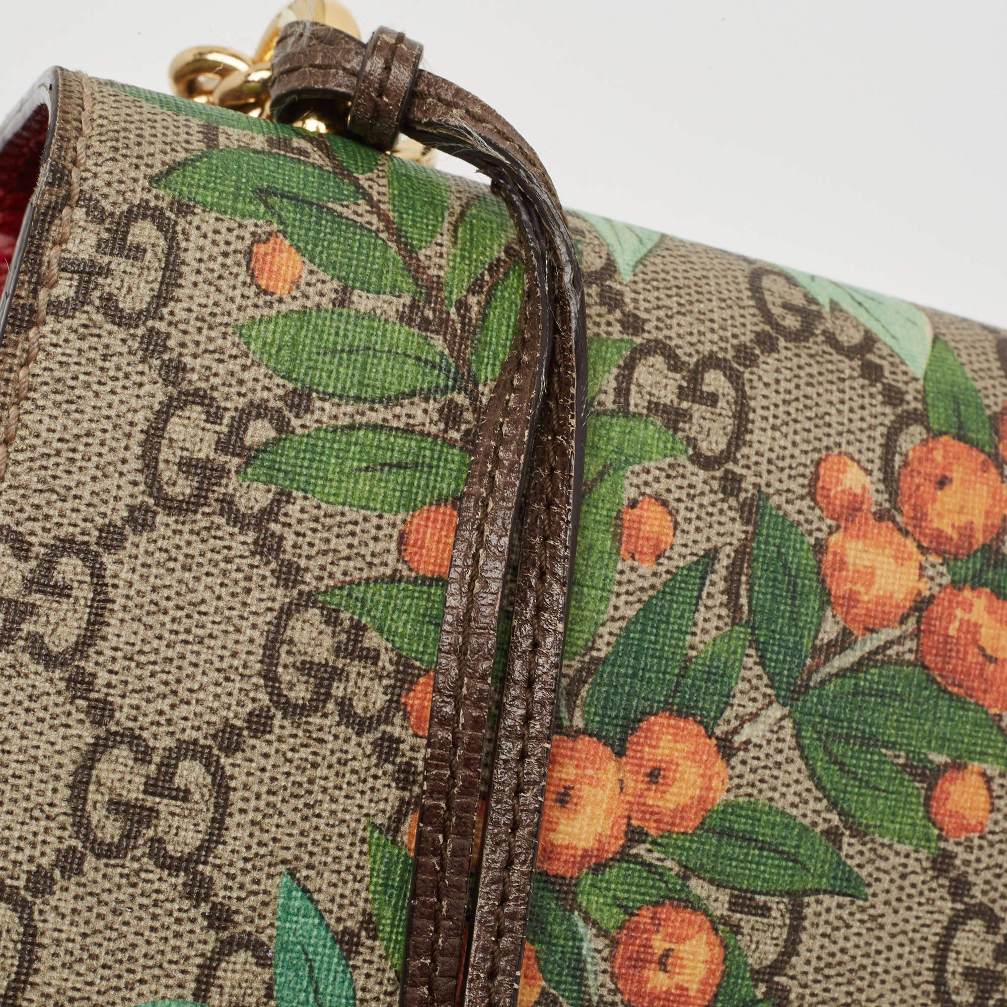Gucci Multicolor Tian Print GG Supreme Canvas Medium Padlock Shoulder Bag 8