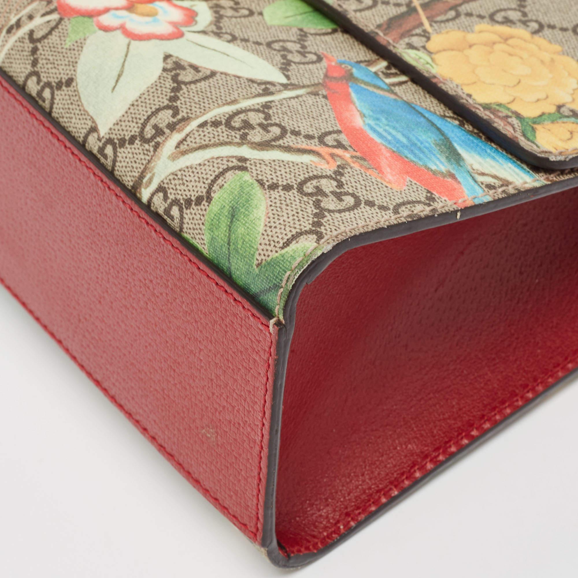 Gucci Multicolor Tian Print GG Supreme Canvas Medium Padlock Shoulder Bag 4