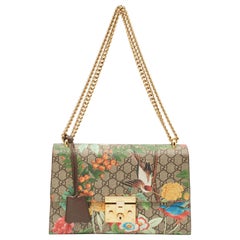 Gucci Multicolor Tian Print GG Supreme Canvas Medium Padlock Shoulder Bag