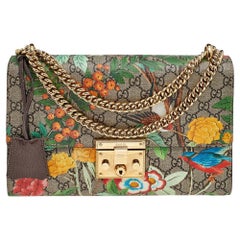 Gucci Multicolor Tian Print GG Supreme Canvas Medium Padlock Shoulder Bag