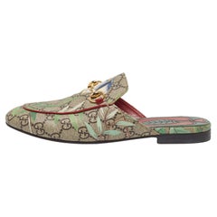 Used Gucci Multicolor Tian Print GG Supreme Canvas Princetown Flat Mules Size 36