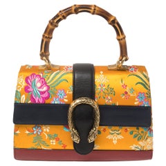 Gucci Multicolor Tokyo Embroidered Satin and Leather Medium Dionysus Bamboo Top