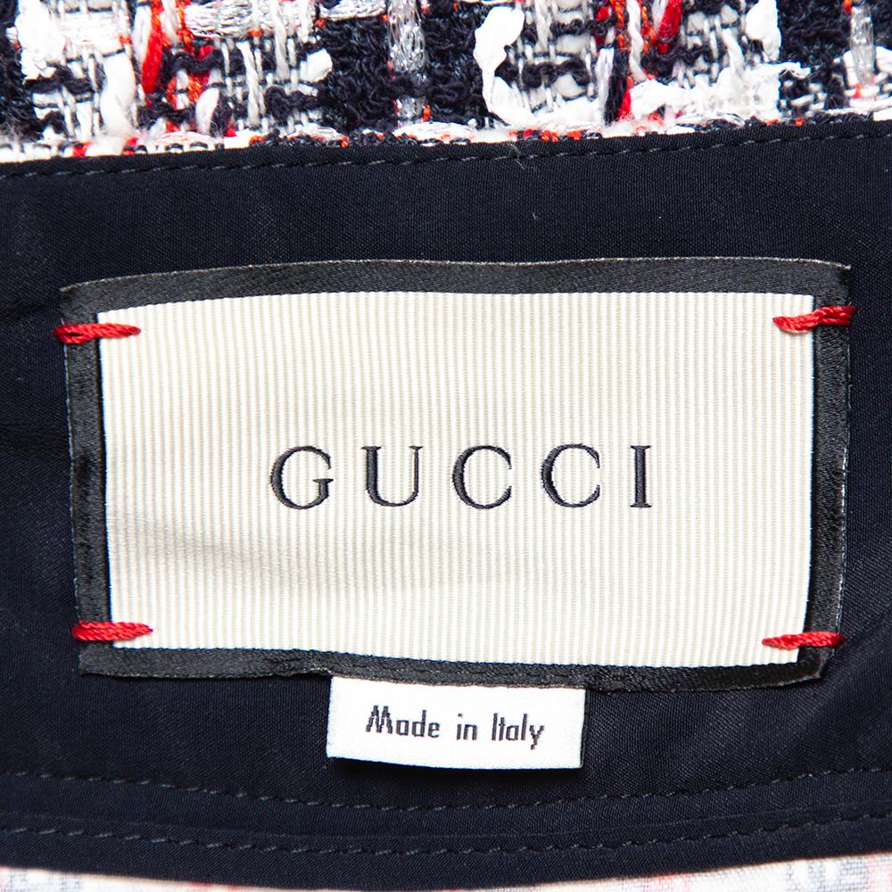Gray Gucci Multicolor Tweed Metal Logo Belt Detail A-Line Skirt M