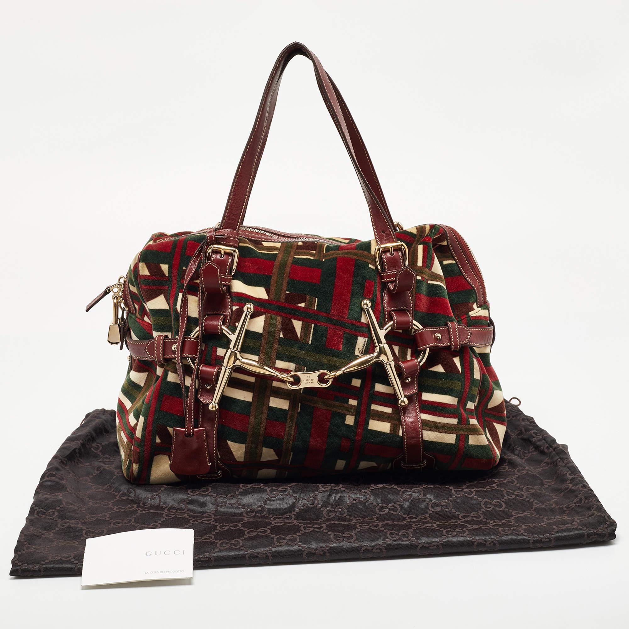 Gucci Multicolor Velvet and Leather Medium 85th Anniversary Boston Bag For Sale 6