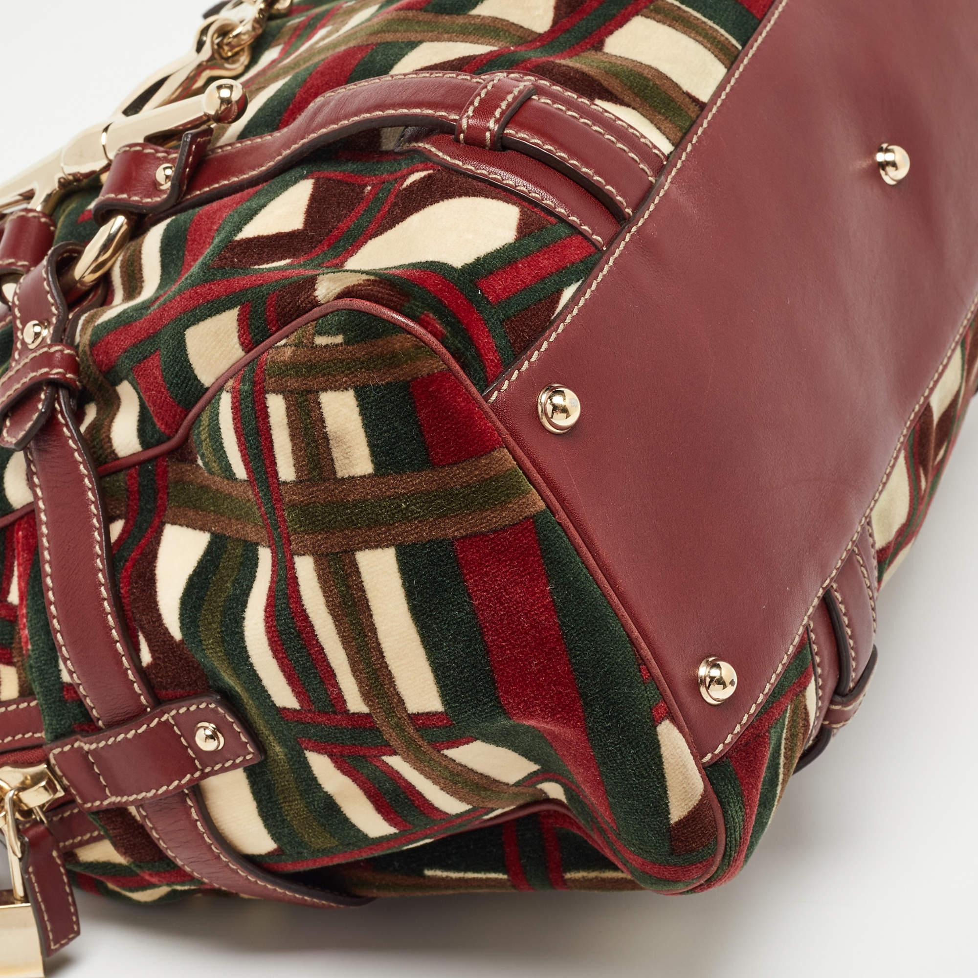 Gucci Multicolor Velvet and Leather Medium 85th Anniversary Boston Bag For Sale 7