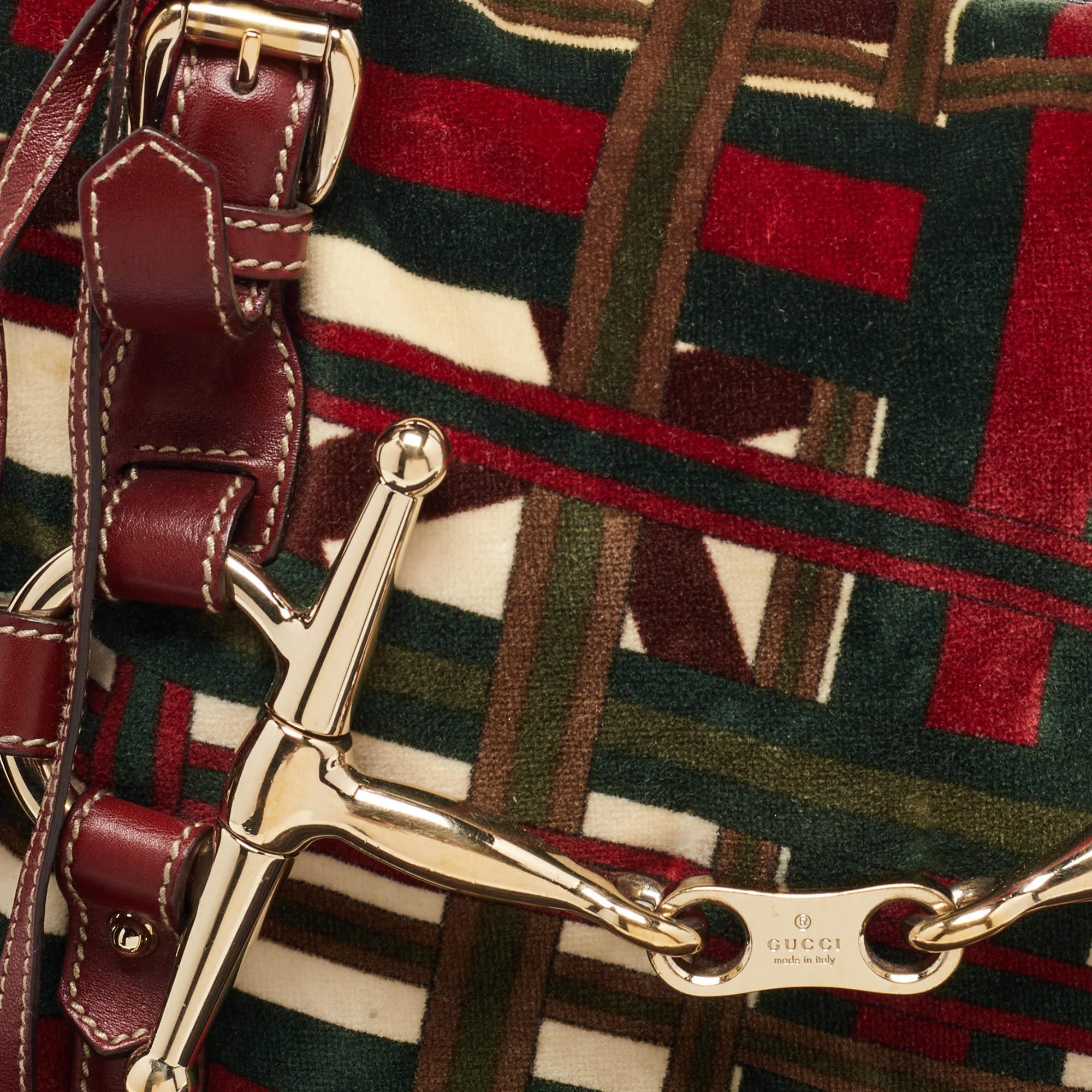 Gucci Multicolor Velvet and Leather Medium 85th Anniversary Boston Bag For Sale 11