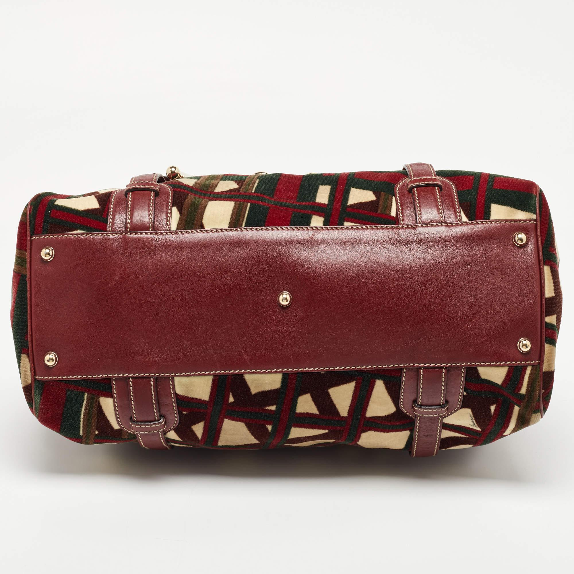 Gucci Multicolor Velvet and Leather Medium 85th Anniversary Boston Bag For Sale 13